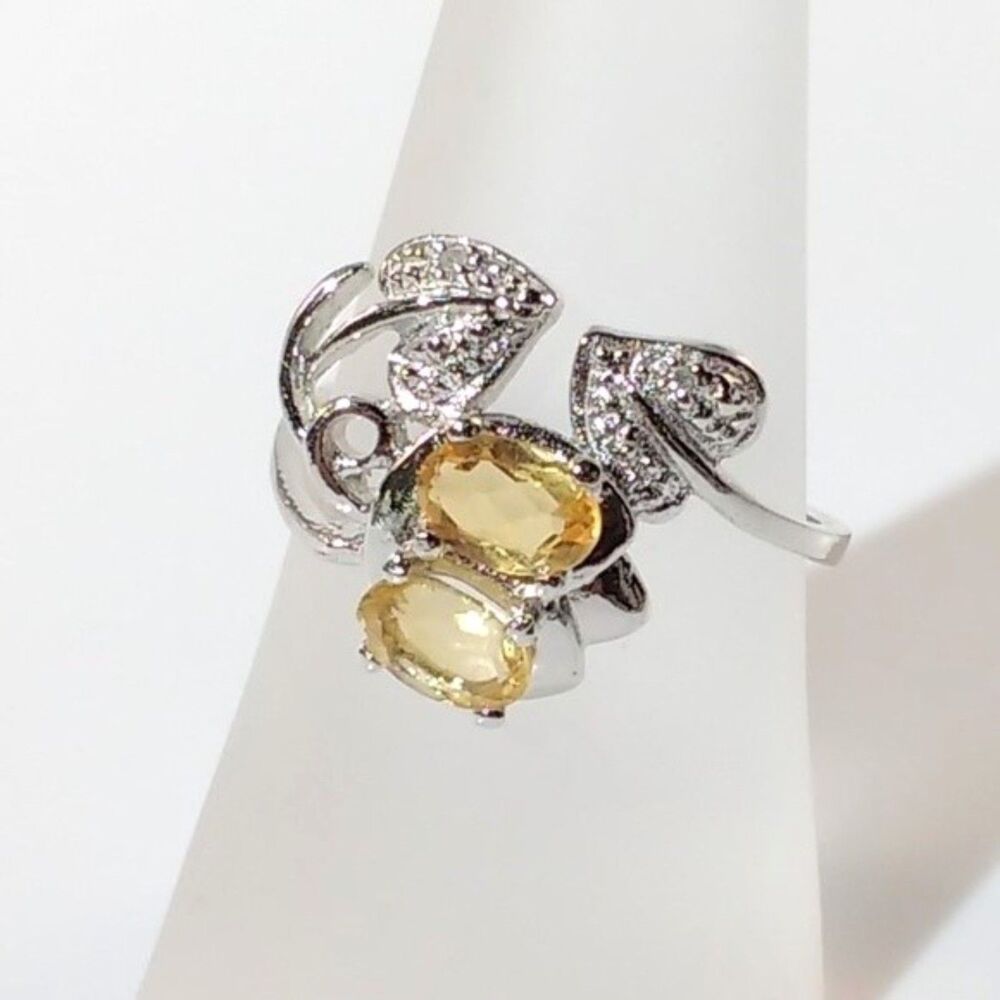 Citrine Bypass Ring Sterling Silver Size 7